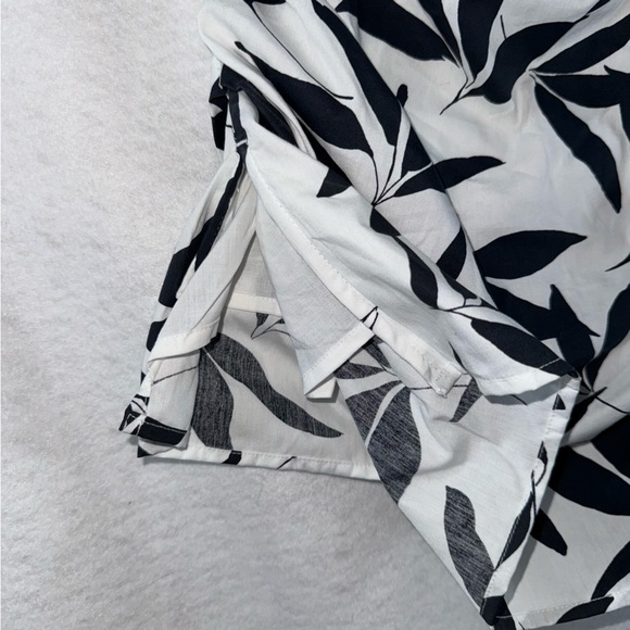 One-Shoulder Black and White Leaf Print Top formal business casual beach summer - Picture 6 of 15